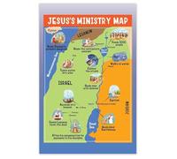 XGINERFEX 's Bible Map - Follow Jesus' Journey Through Galilee, Samaria & Judea, Educational Christian Wall-Art for Sunday School Classroom & Nursery Decor(Framed,12x18inch(30x45cm))