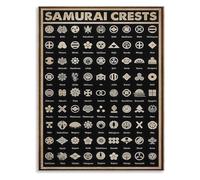 XGINERFEX Samurai Crests Emblems Poster Canvas Wall-Art for Home Office Decor and Asian Style Interior(Framed,12x18inch(30x45cm))