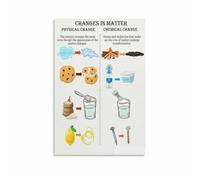 XGINERFEX Science Poster Chemical vs Physical Changes Educational Chart for Classroom School Teacher Resources Wall Decor Print Chemistry Study Aid(Framed,12x18inch(30x45cm))
