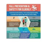 XGINERFEX Senior Poster Fall Prevention Guide for Elderly Home Accident Prevention Tips Health and Wellbeing Canvas Wall-Art Print for Family Clinic Office Decor(Framed,12x18inch(30x45cm))