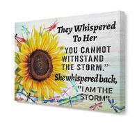 XGINERFEX She Whispered Back I am the Storm Inspirational Print, Sunflower Motivational Wall-Art for Bedroom and Office, Girls Room Decor, Quote(Unframed,08x12inch(20x30cm))