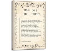 XGINERFEX Sonnet 43 How Do I Love Thee Poem Wall-Art Elizabeth Barrett Browning Romantic Love Quote Canvas Print for Bedroom Living Room Decor(Framed,08x12inch(20x30cm))