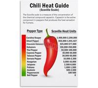 XGINERFEX Spicy Food Poster Scoville Heat Scale Chart Pepper Guide Wall-Art Print for Kitchen Decor Sauce Bar Gift(Framed,12x18inch(30x45cm))