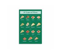 XGINERFEX The Pizza Chart Poster - A Vintage Guide to Styles and Toppings, Retro Kitchen Wall-Art Canvas Print for Home Chef(Unframed,08x12inch(20x30cm))