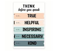XGINERFEX Think Before You Speak Poster - Classroom Decor for Social Emotional Learning - Motivational Wall-Art for Teens(Framed,12x18inch(30x45cm))