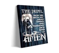 XGINERFEX Vintage Templar Knight Wall-Art - The Devil Saw Me Quote Religious Poster for Man Cave(Framed,12x18inch(30x45cm))
