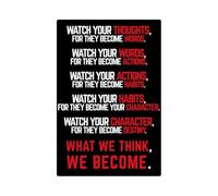 XGINERFEX Watch Your Thoughts Destiny Poster, Black Red White Motivational Wall Art for Classroom, School Office and Home Decor(Framed,16x24inch(40x60cm))