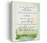 XGINERFEX Watercolor Scripture Art Let Your Roots Grow Down Into Him Christian Canvas Print Inspirational Wall-Art for Home Church Decor(Framed,08x12inch(20x30cm))