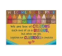 XGINERFEX Welcome to Our Pack Diversity - We Are a Box of Crayons Each One is, Inspirational Wall-Art for Classroom, Office, Bedroom Decor(Framed,16x24inch(40x60cm))