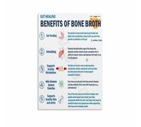 XGINERFEX Why Drink Bone Broth Poster Health Benefits Nutrition Guide for Broth Lovers Wellness Tips Canvas Art Print for Office(Framed,12x18inch(30x45cm))