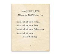 XGINERFEX Wild Things Book Quote Poster - Maurice Sendak Inspired Wall-Art, Whimsical Decor for Bedroom or Study(Framed,08x12inch(20x30cm))
