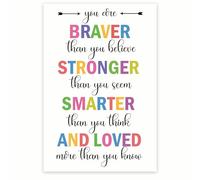 XGINERFEX You Are Braver Than You Believe Inspirational Quote Affirmations Poster Motivational Wall-Art Print for Bedroom Office Decor(Framed,12x18inch(30x45cm))