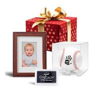 XGKHOM Kit d'empreintes de mains et de pieds de bébé pour nouveau-nés, cadeau de fête prénatale, souvenir idéal pour garçons et filles, cadeau unique pour les nouveaux papas et mamans (vitrine incluse