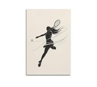 XGKJDS Exquis Moderne Toile murale Art Photo Impression Album photo Minimaliste Ligne Art Sport Affiche Femme Tennis Joueuse en Action 50 x 75 cm