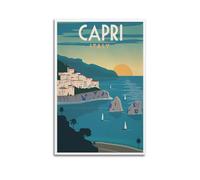 XGKJDS Impression sur toile moderne avec vue sur le coucher du soleil sur la côte de Capri - Décoration murale pour salon - Style rétro - 40 x 60 cm - Sans cadre