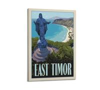 XGKJDS Impression sur toile moderne d'album photo de famille - Décoration murale pour salon - Impression sur toile style statue du Timor oriental par bord de mer 20 x 30 cm avec cadre