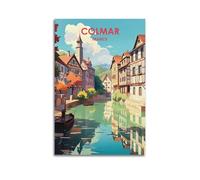 XGKJDS Poster moderne d'album photo de famille - Art mural pour salon - Poster de voyage Pop Art de Colmar France vue panoramique sur toile sans cadre 50 x 75 cm