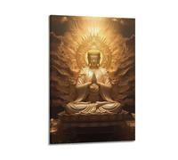 XGKJDS Poster mural moderne de famille - Impressions sur toile de fond ornées de Bouddha doré en pose révérente - Impressions sur toile de fond avec cadre pour salon (20 x 30 cm)