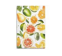 XGKJDS Toile murale abstraite minimaliste - Impression sur toile aquarelle fruits avec visuels d'agrumes et de poires - Affiches d'œuvres d'art pour décoration de salle de bain (60 x 90 cm)