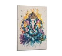 XGKJDS Toile murale abstraite minimaliste - Impressions sur toile aquarelle de divinité hindoue colorée et divine affiches d'œuvres d'art pour décoration de salle de bain (50 x 75 cm)