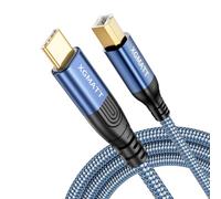 XGMATT Câble d'imprimante USB B vers USB C, en nylon tressé, câble MIDI USB C compatible avec MacBook Pro, HP, Epson, Canon, Brother, Lexmark, Xerox imprimantes et scanners - Bleu