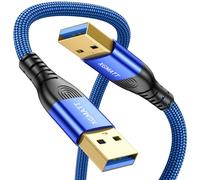 XGMATT Câble USB 0,5 m USB 3.0 A vers A tressé 5 Gbps Transfert haute vitesse USB type A mâle vers fiche Câble compatible avec HDD, imprimante, appareil photo, disque dur externe, DVD, bleu