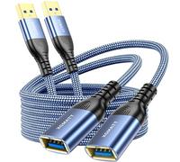 XGMATT Lot de 2 câbles d'extension USB 3.0 - 2 m - Câble d'extension A mâle vers A femelle - Avec connecteurs élégants en aluminium - Gaine en nylon - Pour lecteur de cartes, clavier, imprimante,