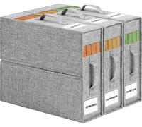 XGMZTN Lot de 3 Boite Rangement Drap de Lit, Linge housse de Rangement Drap Placard, Organisateur de Drap Pliable, Rangement Parure de Lit, Gris