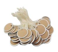 XGNG Lot de 60 étiquettes rondes en papier kraft avec cordon vierge pour clés automobiles, étiquettes de chien, étiquettes de prix et de transport