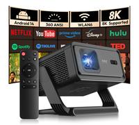 XGODY Gimbal A1 Projecteur 360ANSI, Android 14, Mise au point automatique, Résolution native 720P, Décodage vidéo 8K/4K, Puce Allwinner H726, WiFi6 BT5.4, 16Go ROM, Cardan rotatif, Cinéma portable Cou