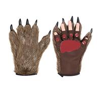 XGOPTS Gants de Loup-Garou en Peluche Unisexe Mitaines de Pattes Griffes Halloween Horrible Gants de Monstres Poilus Moufles d'Orang-Outan Velus Accessoire de Déguisement Masquerade Cosplay Carnaval