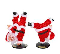 XGOPTS Père Noël Musical Inversée Rotative Poupée Père Noël Dansant et Chantant Jouet Père Noël Électrique Ornements Décorations de Fête Intérieur Exterieur Cadeau de Noël/Nouvel an