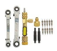 XGOUGUAAU Kit d’outils de démontage du noyau de vanne pour climatisation, démonteur multifonctionnel de noyau de vanne de climatisation avec t adaptateur pour systèmes R410, R22 et R12,