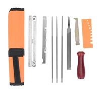 XGOUGUAAU Kit de Limes pour affûter Les tronçonneuses - 10 pièces, Ensemble de Limes pour Dents de tronçonneuse en Acier au Carbone avec Manche en Bois, livré avec Un Sac à Outils Roulant