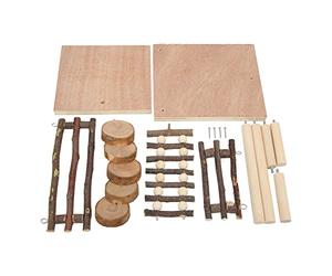 XGOUGUAAU Plateforme d'escalade pour Hamster 2 Étages, Aire De Jeux en Bois pour Petits Animaux, Plateforme Multifonction avec Échelle Et Marches, en Bois De Pommier Naturel pour Hamster Syr