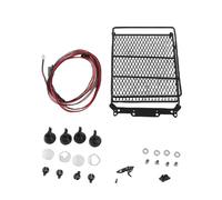 XGOUGUAAU Porte-Bagages de Toit RC de Taille Moyenne avec 4 Lampes LED pour Voiture Crawler SCX10 à l’échelle 1/10, Accessoire de Toit en métal avec éclairage télécommandé (4 Blancs)