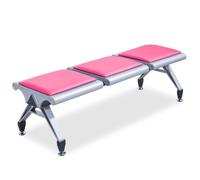 XGQXZWC Ensemble de Bancs de Salle D'attente en PU, Banc D'attente Airport | Banquette d'attente à 3 places sans dossier, idéale pour aéroport, banque, hôpital, salon(Pink)