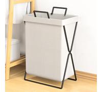 XGQXZWC Panier a Linge, Grand Panier à Linge Pliable, Paniere a Linge Sale Avec Poignée, Panier à Linge Sur Pied, Panier à Linge En Métal pour Buanderie, Salle de Bain, Chambre à Coucher(White)