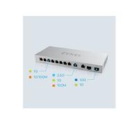 XGS1010-12 - Commutateur - 8 x 10/100/1000 + 2 x 100/1000/2.5G + 2 x 1 gigabit/10 gigabit SFP+ (liaison montante) - de bureau, fixation murale