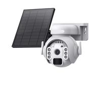 XGUELNT Caméra de sécurité Solaire PTZ SIM 3MP 4G | Caméra extérieure avec détection humaine PIR et vision nocturne(White WIFI 64GB)