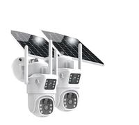 XGUELNT Caméra WiFi PTZ Solaire à Double Objectif 8MP 4K | Caméra AI extérieure avec double écran, alimentation par batterie et stockage de 256 Go(2Pcs WiFi Add 64G)