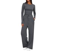 XGWDP Women's 2 Piece Lounge Sets Casual Fall Travel Outfits Slim Fitted Tops Wide Leg Pants Tracksuit Y2k Cozy Sweatsuits (01,Medium)