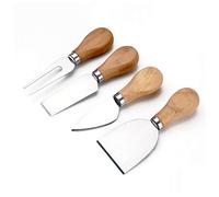 XGzhsa Ensemble de Couteaux à Fromage Mini 4 Pièces en Acier Inoxydable avec Manche en Bois pour Salade, Dessert et Gâteau