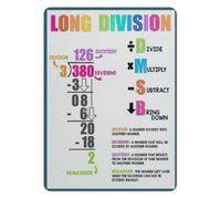 XHAJCSJWGD Division Algorithm Guide Metal Sign 12x8 Inch | Printed aluminum decor for student homework station wall area