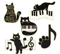 XhaXhi Épingles en émail en forme de chat noir - Ensemble de broches en émail - Unisexe - Métal noir - Style animal - 1 broche - Pour décoration de vestes et chapeaux