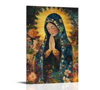 XHBKJA Impression sur toile minimaliste - Décoration murale bohème de la Vierge Marie avec des éléments floraux - Famille moderne pour décoration de salon - 30 x 45 cm