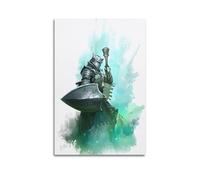 XHBKJA Impression sur toile murale chrétienne - Chevalier médiéval avec effet aquarelle et torche à la main - Décoration familiale moderne pour salon - Sans cadre - 30 x 45 cm