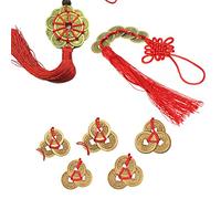 XHBTS 1 pièce porte-bonheur Feng Shui avec nœud chinois et 5 pièces chinoises Feng Shui - 1 nœud chinois Feng Shui - Pour la bonne chance et la bonne fortune - Décoration de la maison