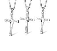 XHBTS 10 autocollants et 3 pièces remplacent le collier croix de Dominic Toretto rapide et furieux avec pendentif en titane Vin Diesel pour homme