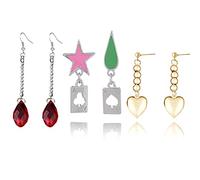 XHBTS 3 paires Anime Cosplay Boucles D'oreilles Étoiles Teardrop Poker Boucle D'oreille Stud Oreille Clip Bijoux Accessoires